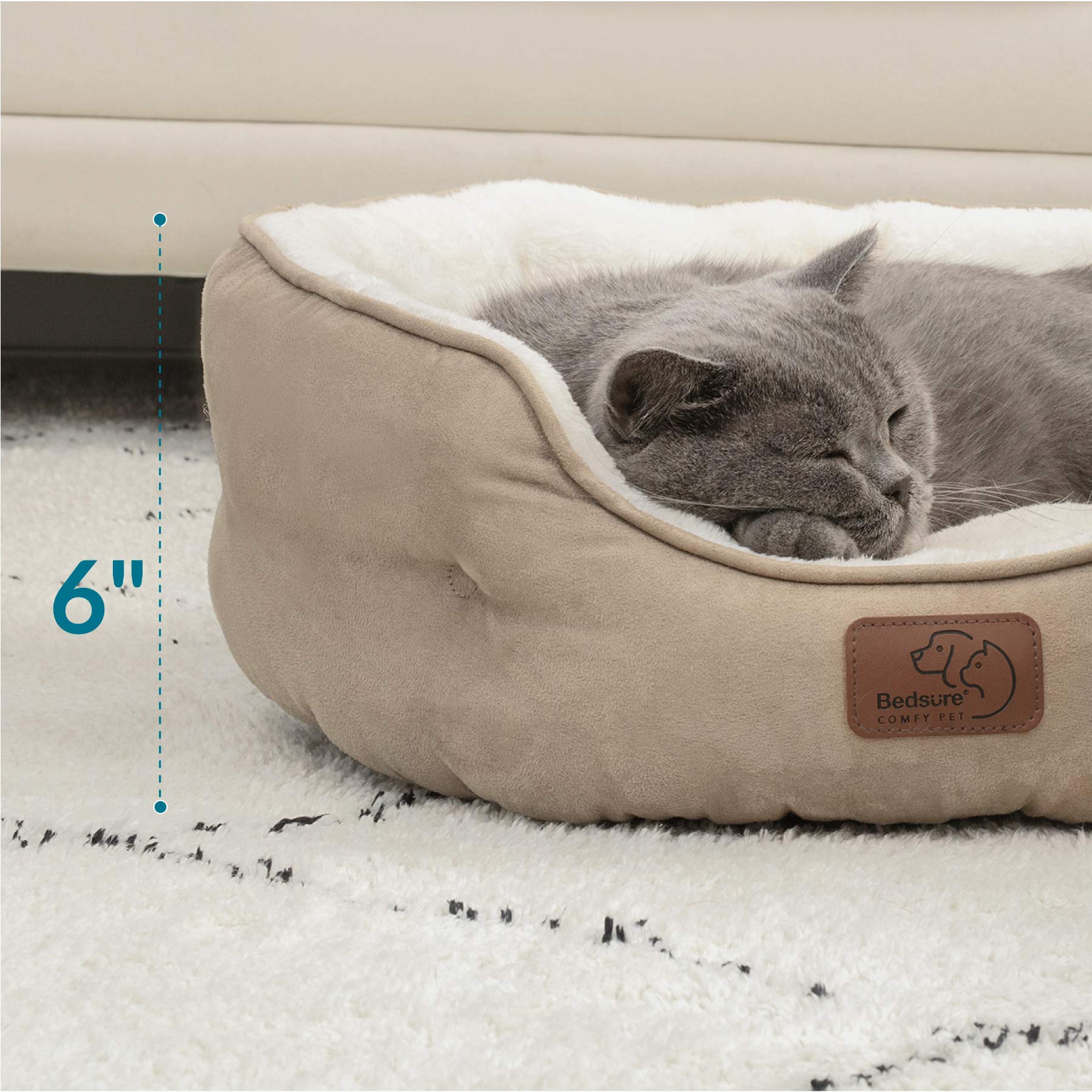 Foto 6 pulgar | Cama Para Mascotas Para Perros Y Gatos Pequeños, Redonda, 50 Cm, Color Camel - Venta Internacional.