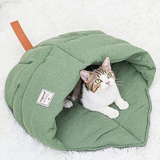Foto 1 | Saco De Dormir Para Gatos Tangn, Cama Cueva De Tela De Lino Para Mascotas, Color Verde - Venta Internacional.