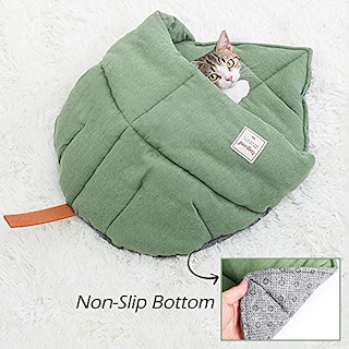 Foto 4 | Saco De Dormir Para Gatos Tangn, Cama Cueva De Tela De Lino Para Mascotas, Color Verde - Venta Internacional.