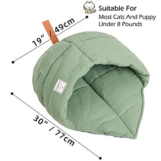 Foto 5 | Saco De Dormir Para Gatos Tangn, Cama Cueva De Tela De Lino Para Mascotas, Color Verde - Venta Internacional.