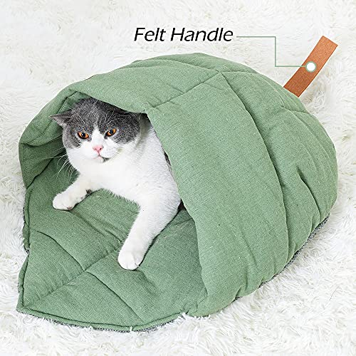 Foto 7 pulgar | Saco De Dormir Para Gatos Tangn, Cama Cueva De Tela De Lino Para Mascotas, Color Verde - Venta Internacional.