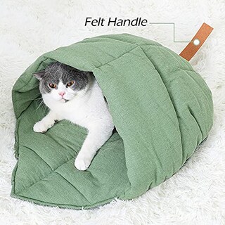 Foto 6 | Saco De Dormir Para Gatos Tangn, Cama Cueva De Tela De Lino Para Mascotas, Color Verde - Venta Internacional.