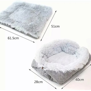 Foto 2 | Cama Para Mascotas 2 En 1 Mascotas Suave Manta Lavable Lab.g Gris