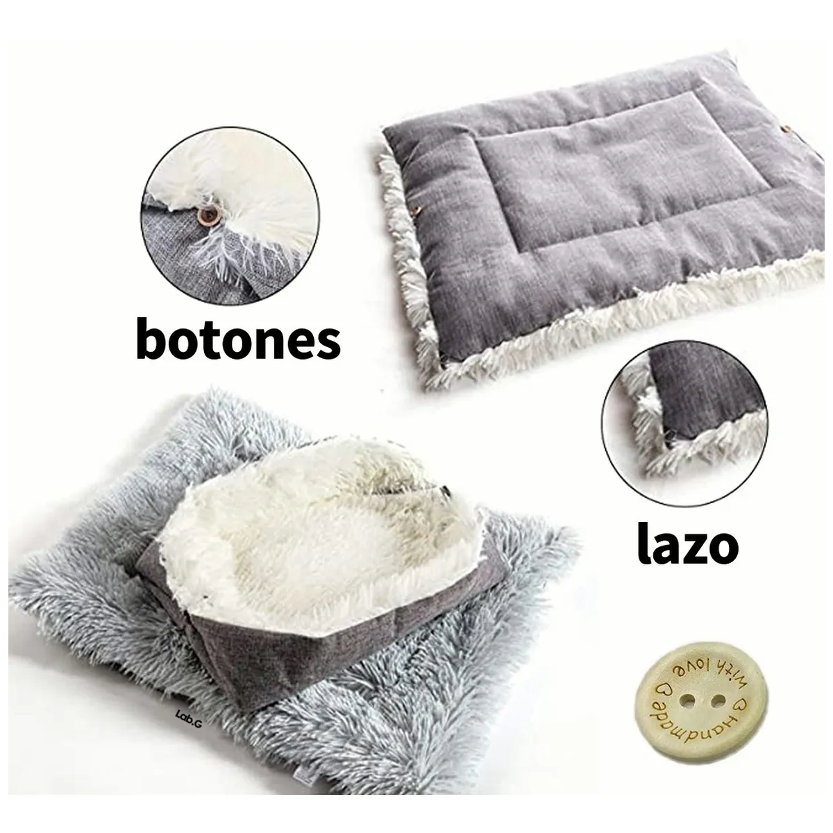 Foto 3 | Cama Para Mascotas 2 En 1 Mascotas  Suave Manta Lavable Lab.g Gris