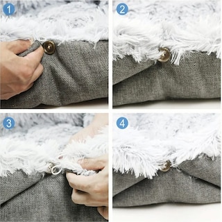 Foto 5 | Cama Para Mascotas 2 En 1 Mascotas Suave Manta Lavable Lab.g Gris