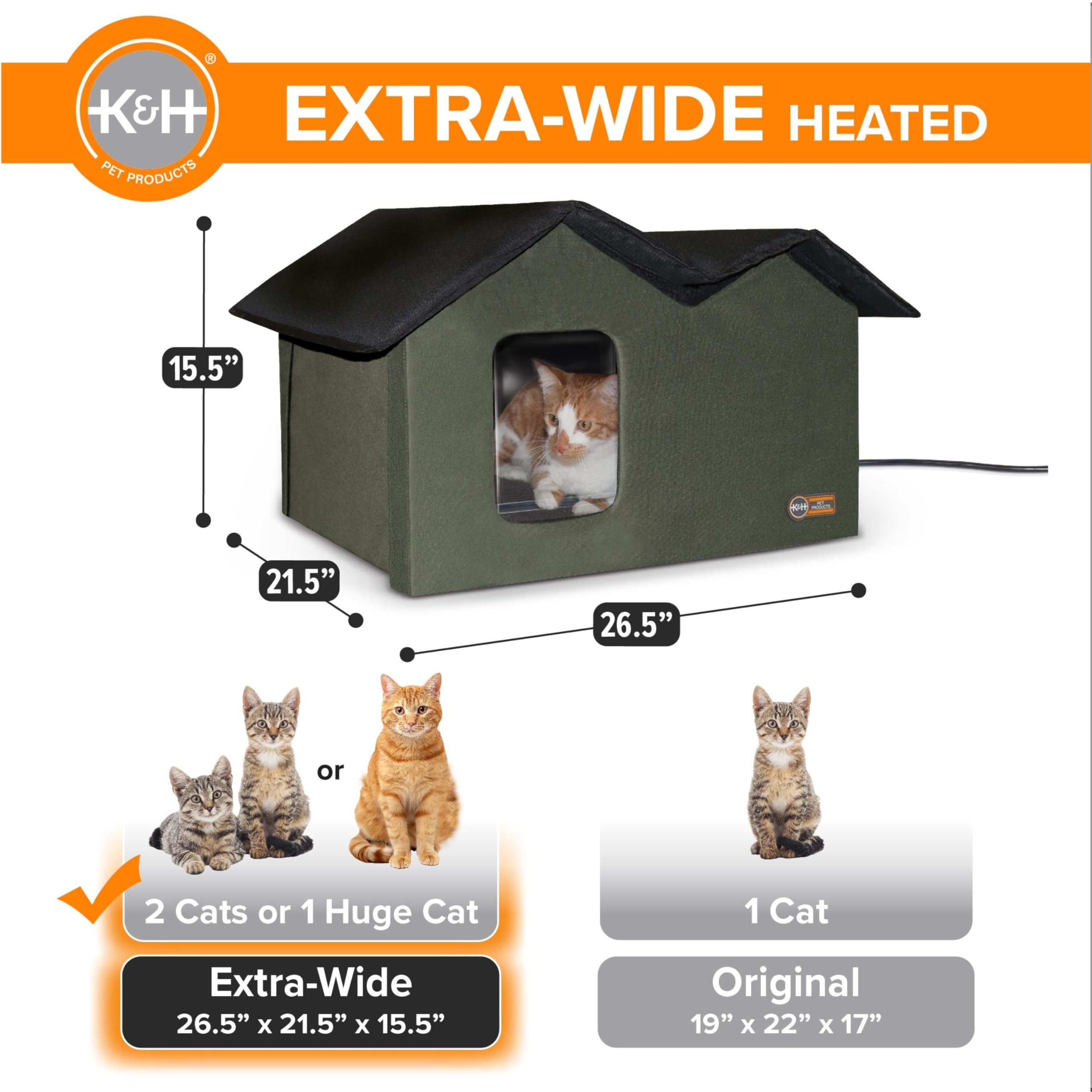Foto 3 | Cat House K&h Pet Products Tiene Calefacción Exterior Extra Ancha - Venta Internacional.
