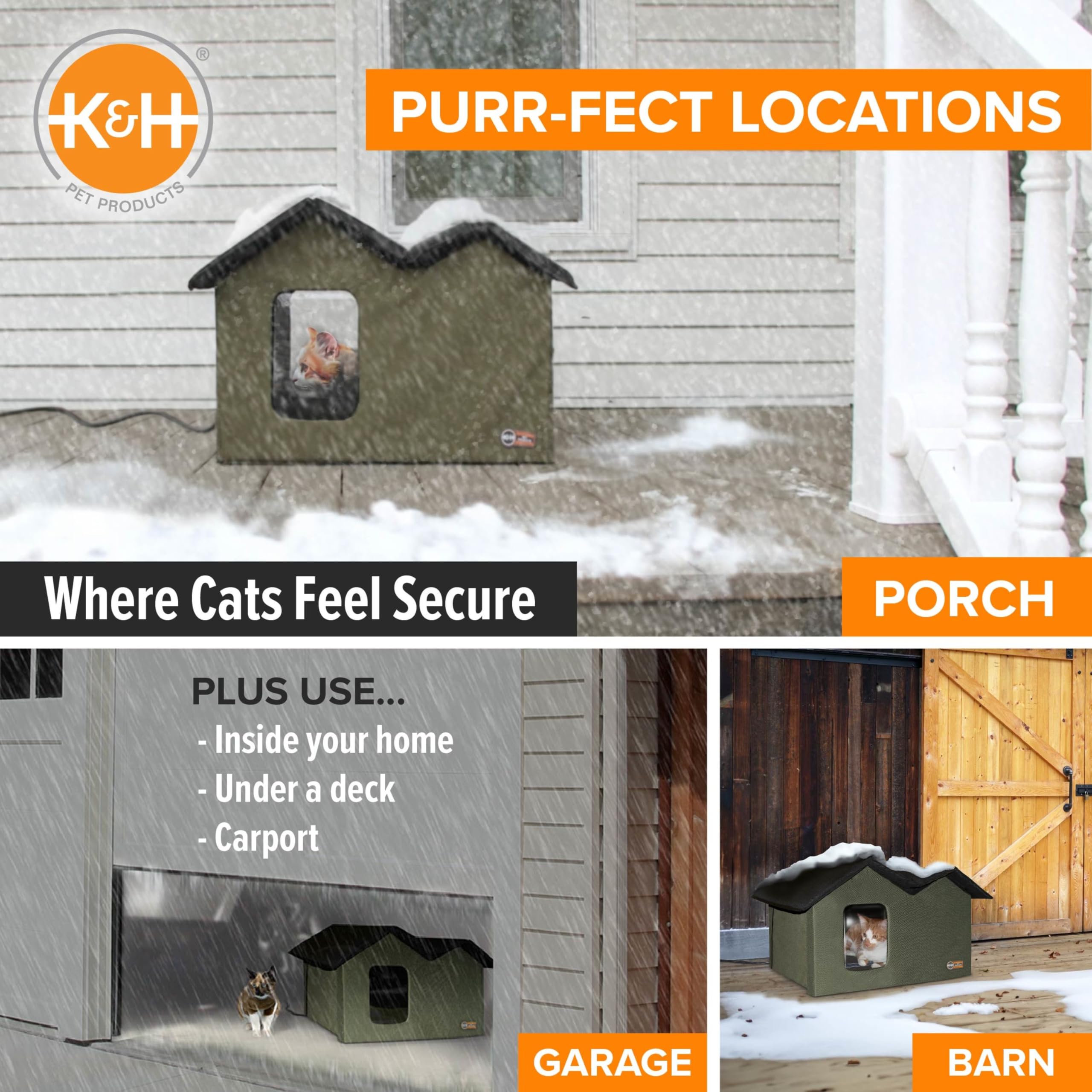 Foto 5 pulgar | Cat House K&h Pet Products Tiene Calefacción Exterior Extra Ancha - Venta Internacional.