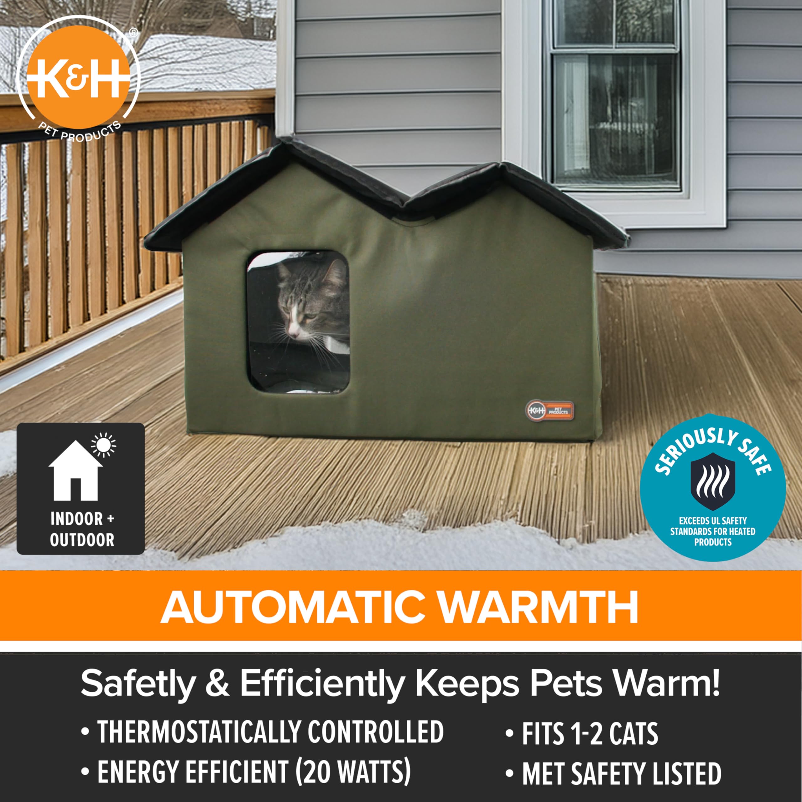 Foto 6 pulgar | Cat House K&h Pet Products Tiene Calefacción Exterior Extra Ancha - Venta Internacional.