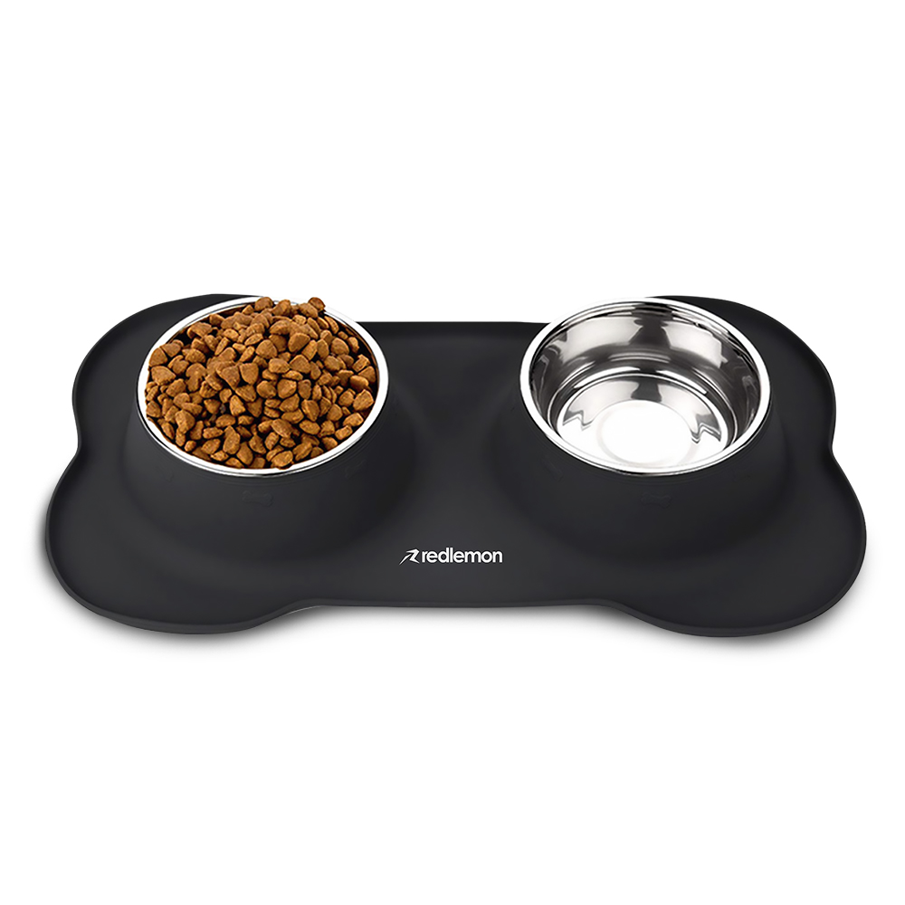 Foto 1 | Plato para Perro Redlemon 79509-bl color Negro con 2 Tazones de Acero Inoxidable de 750 ml