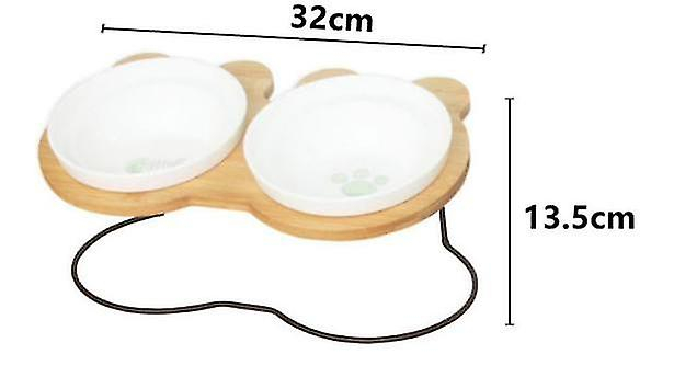 Foto 3 pulgar | Cuencos De Cerámica Con Estantes De Bambú De Alta Gama Para Mascotas Pet Feeder - Venta Internacional.