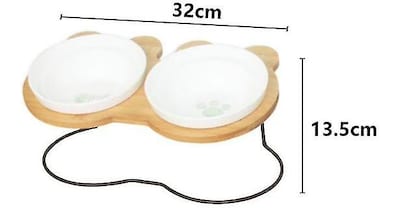 Foto 2 | Cuencos De Cerámica Con Estantes De Bambú De Alta Gama Para Mascotas Pet Feeder - Venta Internacional.