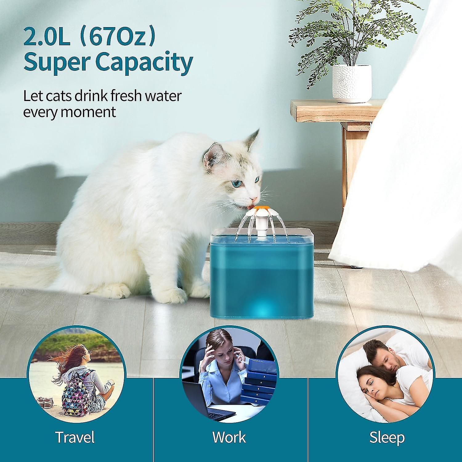 Foto 5 | Comedero Automático Para Beber Agua Con Forma De Fuente Para Gatos, Color Naranja - Venta Internacional.