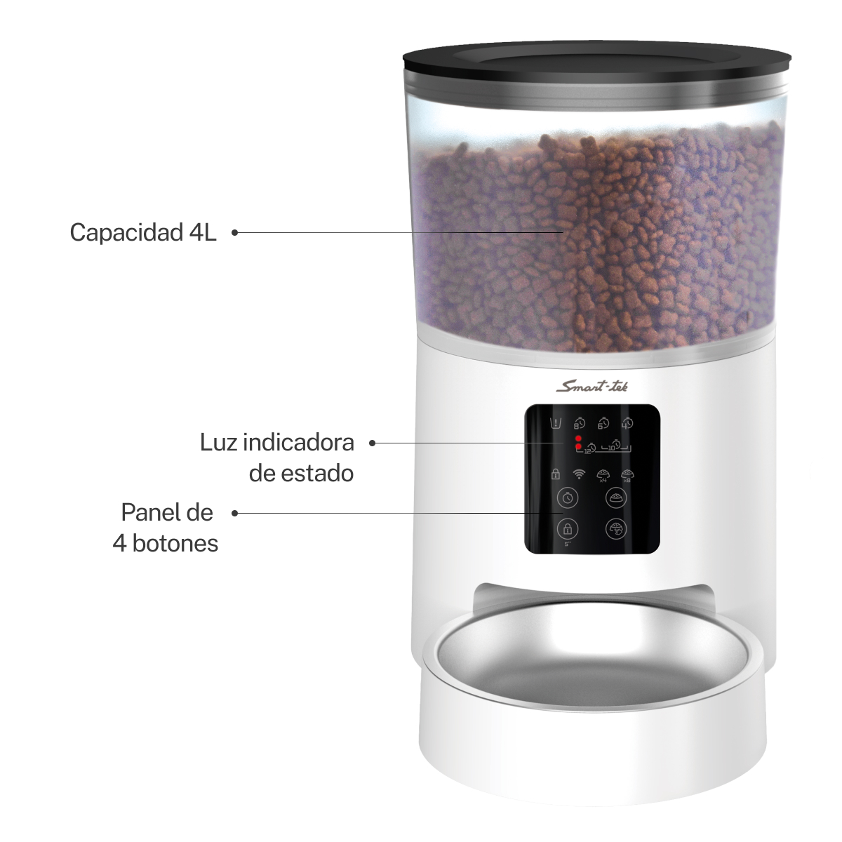 Foto 4 pulgar | Racionador Automático para Mascotas Control Móvil 4 l Programable con Plato de Acero Inoxidable