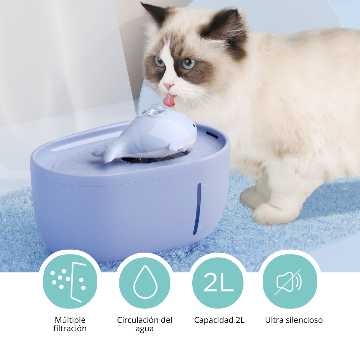 Foto 7 pulgar | Fuente Bebedero automático para mascotas Perros y Gatos con Filtro y Bomba Silenciosa PW30 Smart-Tek
