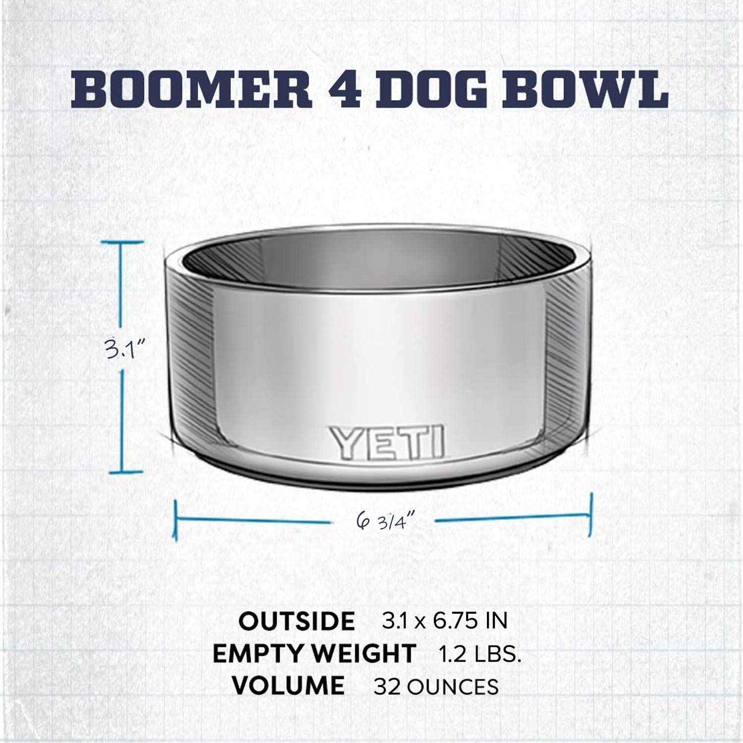 Foto 6 pulgar | Cuenco Para Perros Yeti Boomer 4 De Acero Inoxidable Antideslizante De 1 Litro - Venta Internacional.