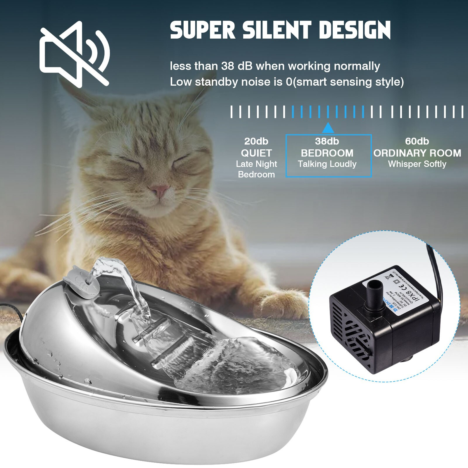 Foto 2 | Fuente Automática De Agua Potable Cat De Acero Inoxidable 2l - Venta Internacional.