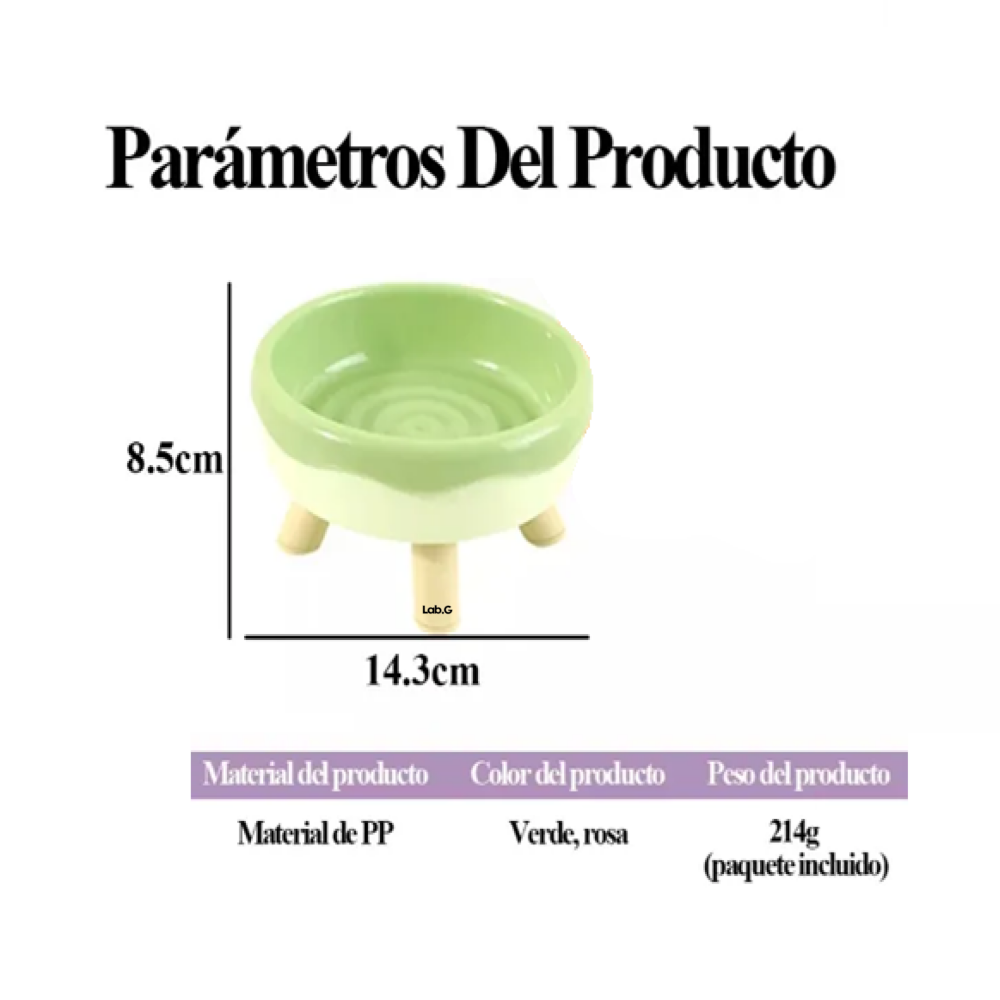 Foto 2 | 2pz Plato Comedero Inclinado Mascota Lab.g, Verde/rosa