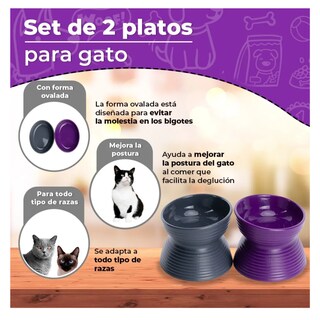Foto 2 | Set 2 Platos Mascotas Lab.g Gris Y Morado
