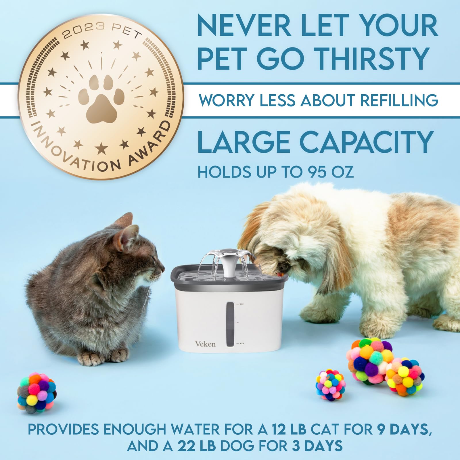 Foto 4 pulgar | Dispensador Automático De Agua Para Gatos Y Perros Pet Fountain Veken  2.8 L - Venta Internacional.