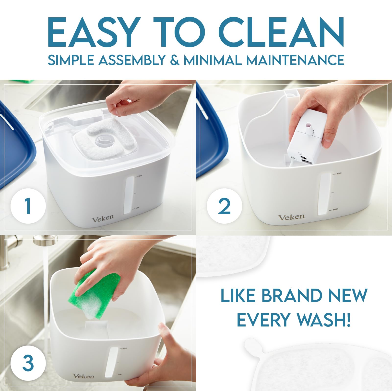 Foto 6 pulgar | Dispensador Automático De Agua Para Gatos Y Perros Pet Fountain Veken  2.8 L - Venta Internacional.