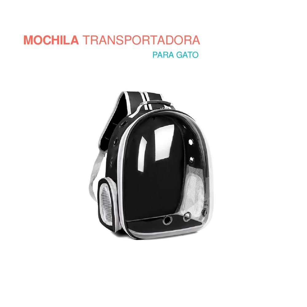 Mochila Transportadora para Gatos con Domo Transparente Poli Pets color Negro