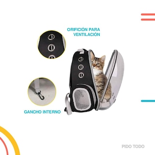 Foto 5 | Mochila Transportadora para Gatos con Domo Transparente Poli Pets color Negro