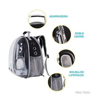 Foto 6 | Mochila Transportadora para Gatos con Domo Transparente Poli Pets color Negro
