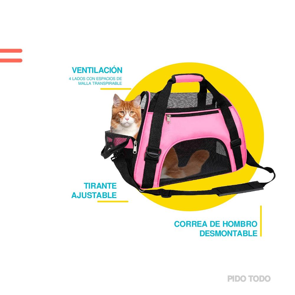 Foto 6 pulgar | Bolsa Transportadora para Mascotas Poli Pets Mediana color Rosa