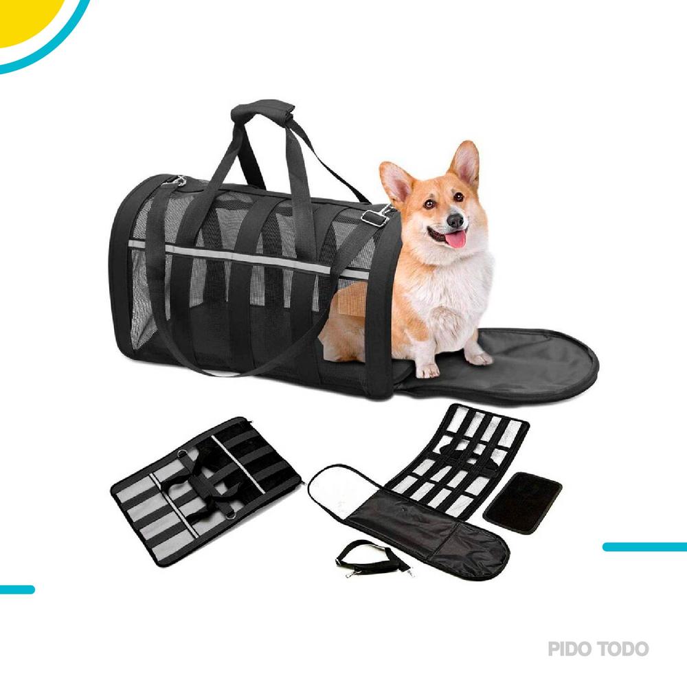 Foto 5 pulgar | Bolso Transportador de Mascotas Poli Pets PP-TPMRBK-M color Negro con Franjas Reflectantes