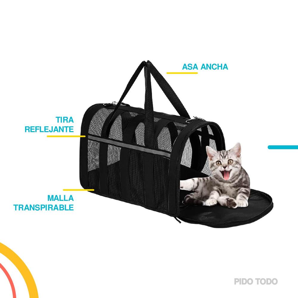 Foto 6 pulgar | Bolso Transportador de Mascotas Poli Pets PP-TPMRBK-M color Negro con Franjas Reflectantes