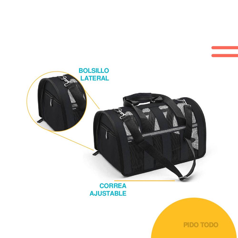 Foto 7 pulgar | Bolso Transportador de Mascotas Poli Pets PP-TPMRBK-M color Negro con Franjas Reflectantes