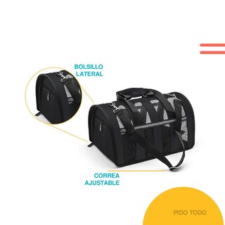 Foto 6 | Bolso Transportador de Mascotas Poli Pets PP-TPMRBK-M color Negro con Franjas Reflectantes