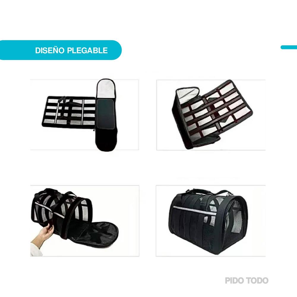 Foto 8 pulgar | Bolso Transportador de Mascotas Poli Pets PP-TPMRBK-M color Negro con Franjas Reflectantes