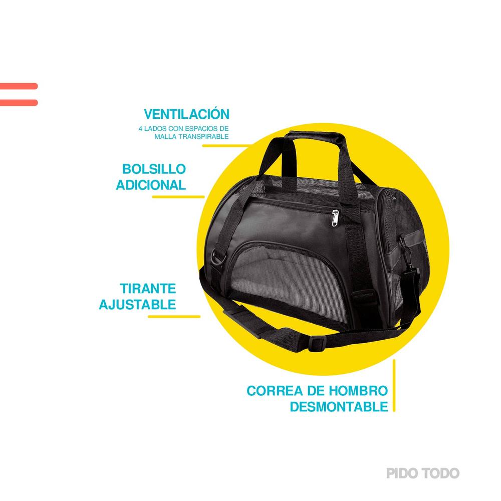 Foto 7 pulgar | Bolsa Transportadora de Mascotas Poli Pets PP-TPMPK-MD color Negro