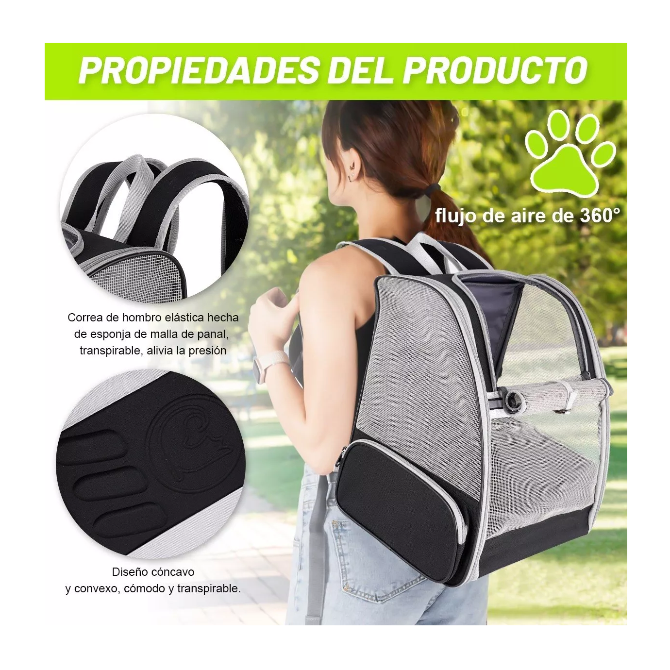 Foto 3 pulgar | Mochila Back Pack BELUG color Gris Transportadora para Mascota Grande