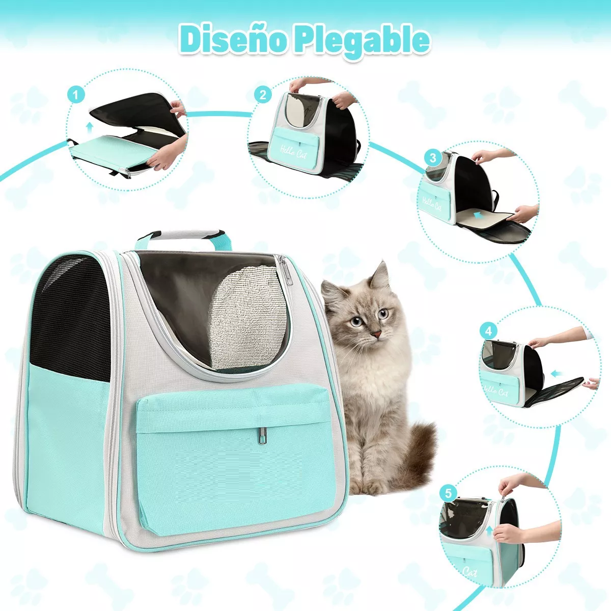 Foto 4 pulgar | Mochila Portátil Transportadora para Mascota Eo Safe Imports Azul