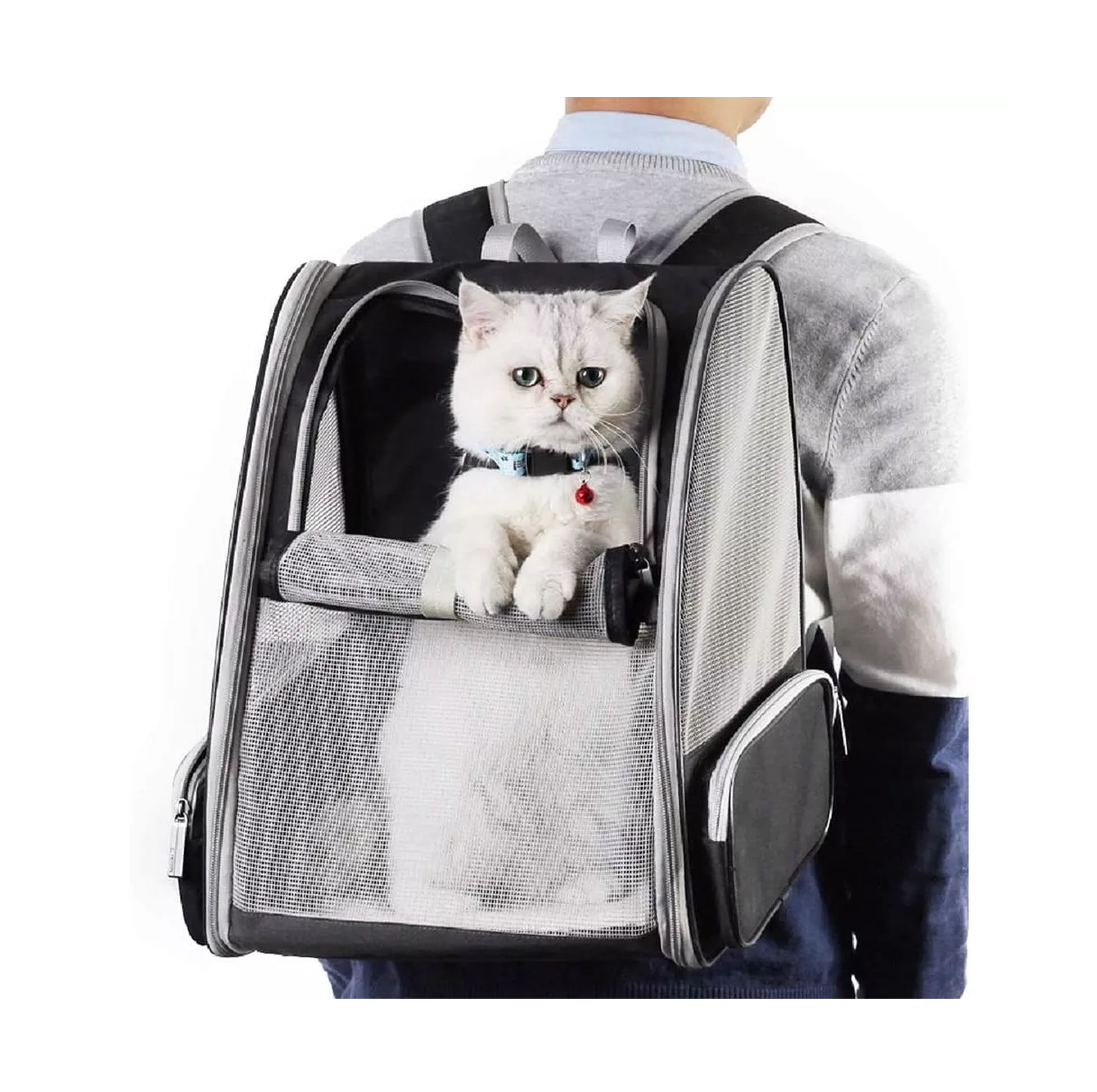 Foto 4 pulgar | Mochila Back Pack Transportadora Mascota Grande Gris