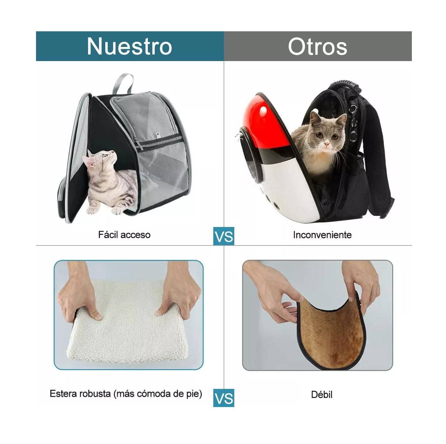 Foto 5 pulgar | Mochila Back Pack Transportadora Mascota Grande Gris