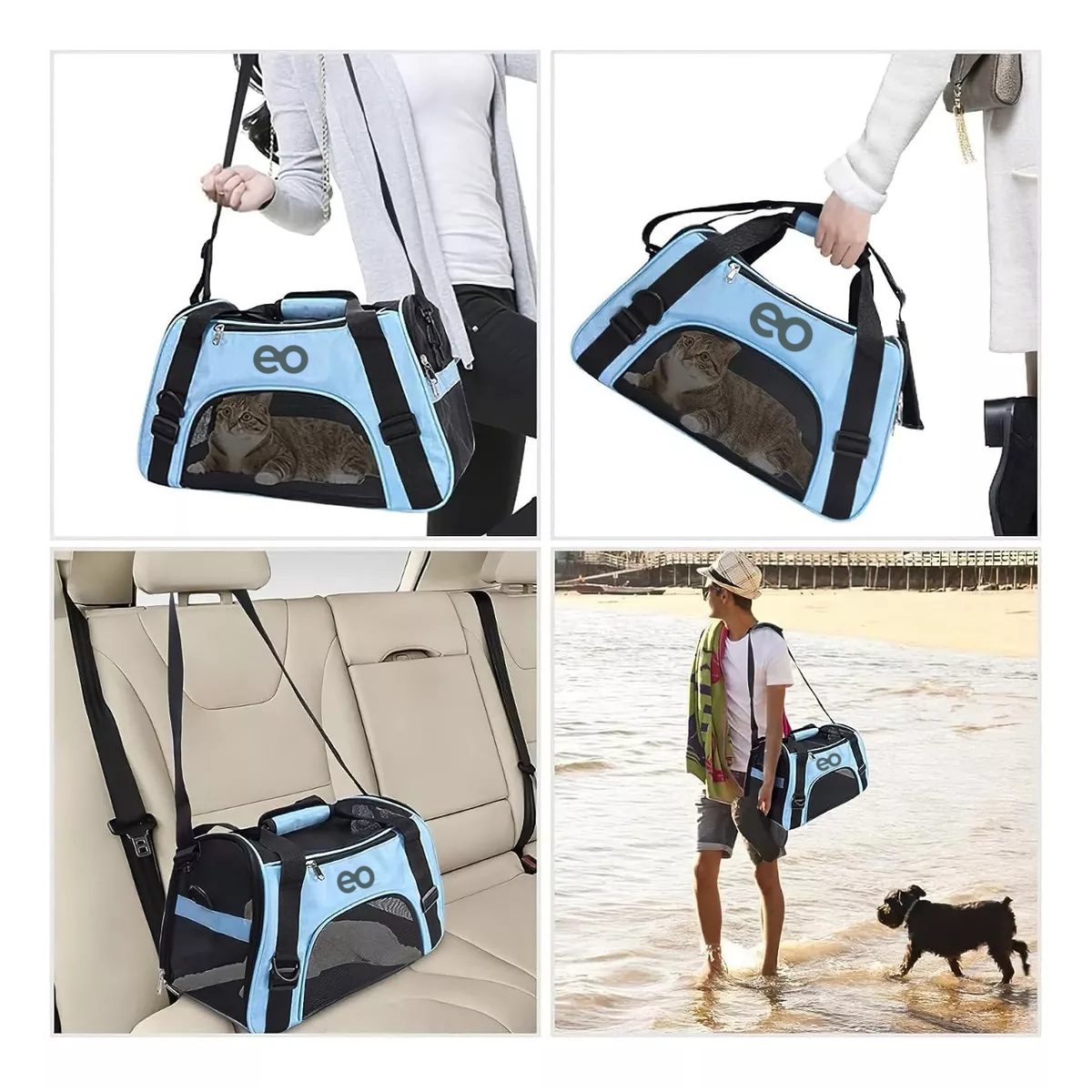 Foto 3 pulgar | Mochila Transportadora para Perro y Gato Portátil Plegable Eo Safe Imports Esi-12196 Azul