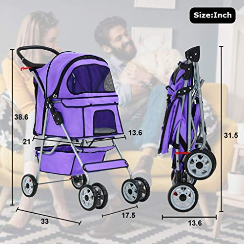 Foto 8 pulgar | Transportín Plegable De Viaje Bestpet Stroller Para Gatos Y Perros - Venta Internacional.