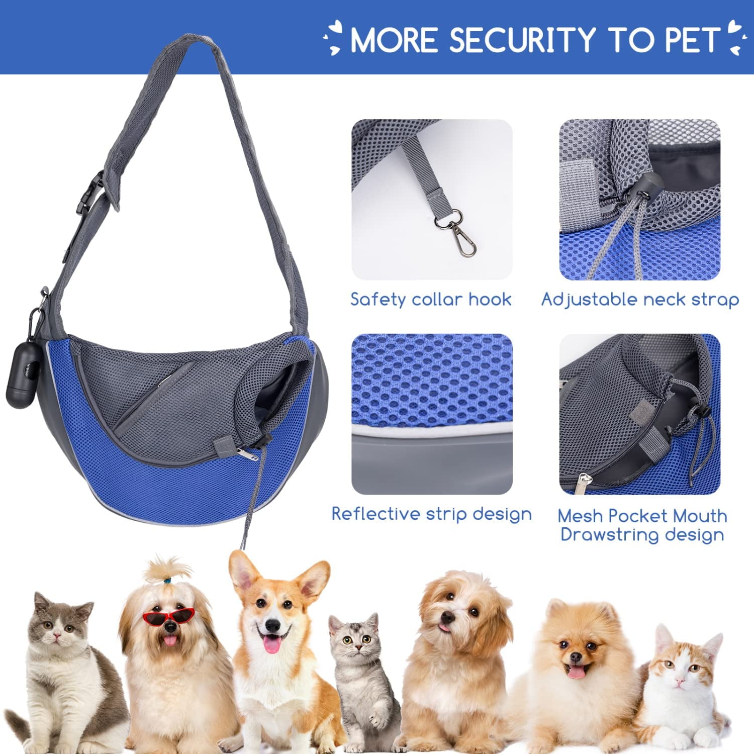 Foto 5 pulgar | Bolsa Bandolera Portátil De Viaje Segura Para Perros Y Gatos Pequeños - Venta Internacional.