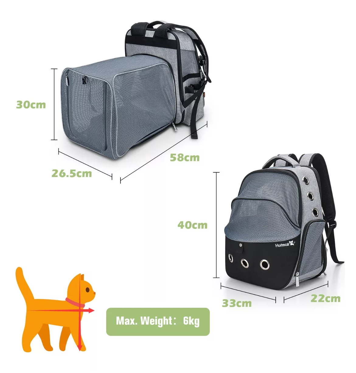 Foto 4 pulgar | Mochila Transportadora Para Perros/gatos Expandible, Gris/negro