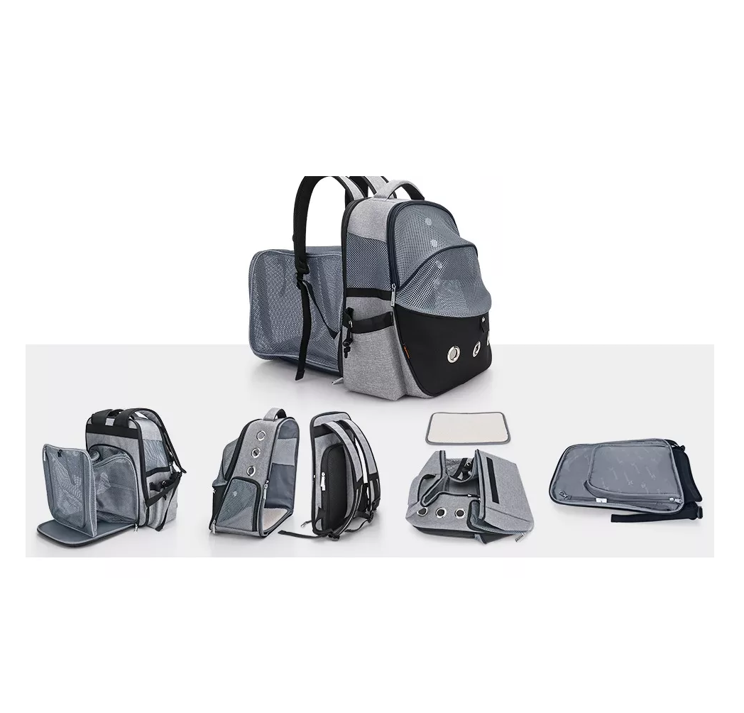 Foto 4 | Mochila Transportadora Para Perros/gatos Expandible, Gris/negro