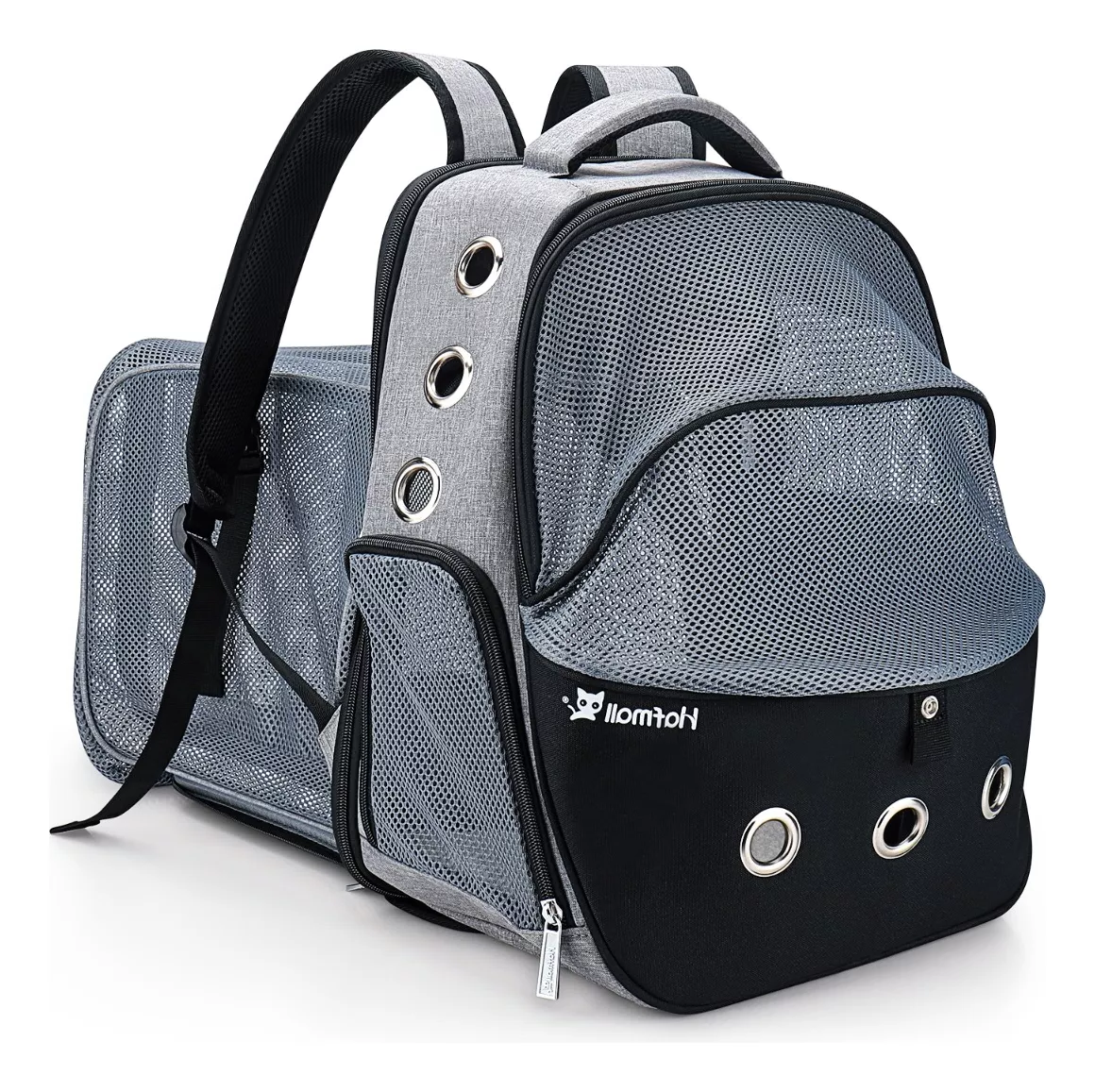 Foto 5 | Mochila Transportadora Para Perros/gatos Expandible, Gris/negro