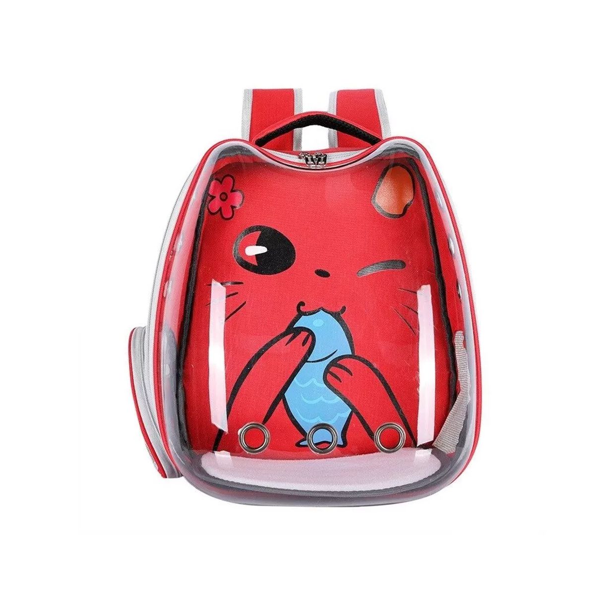 Mochila Tipo Burbuja con Diseño de Orejitas de Gato Roja