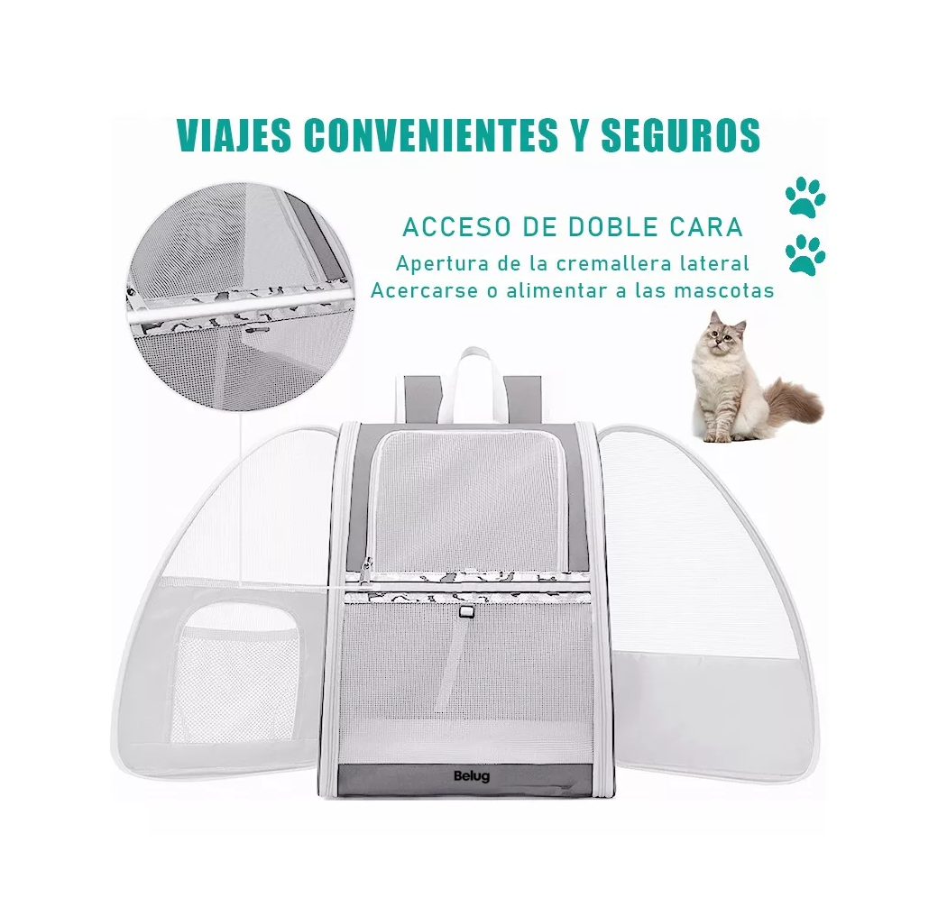 Foto 3 pulgar | Mochila Transportadora Para Mascotas Para Gatos Y Perros Gris