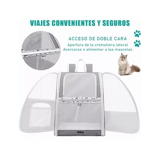 Foto 2 | Mochila Transportadora Para Mascotas Para Gatos Y Perros Gris