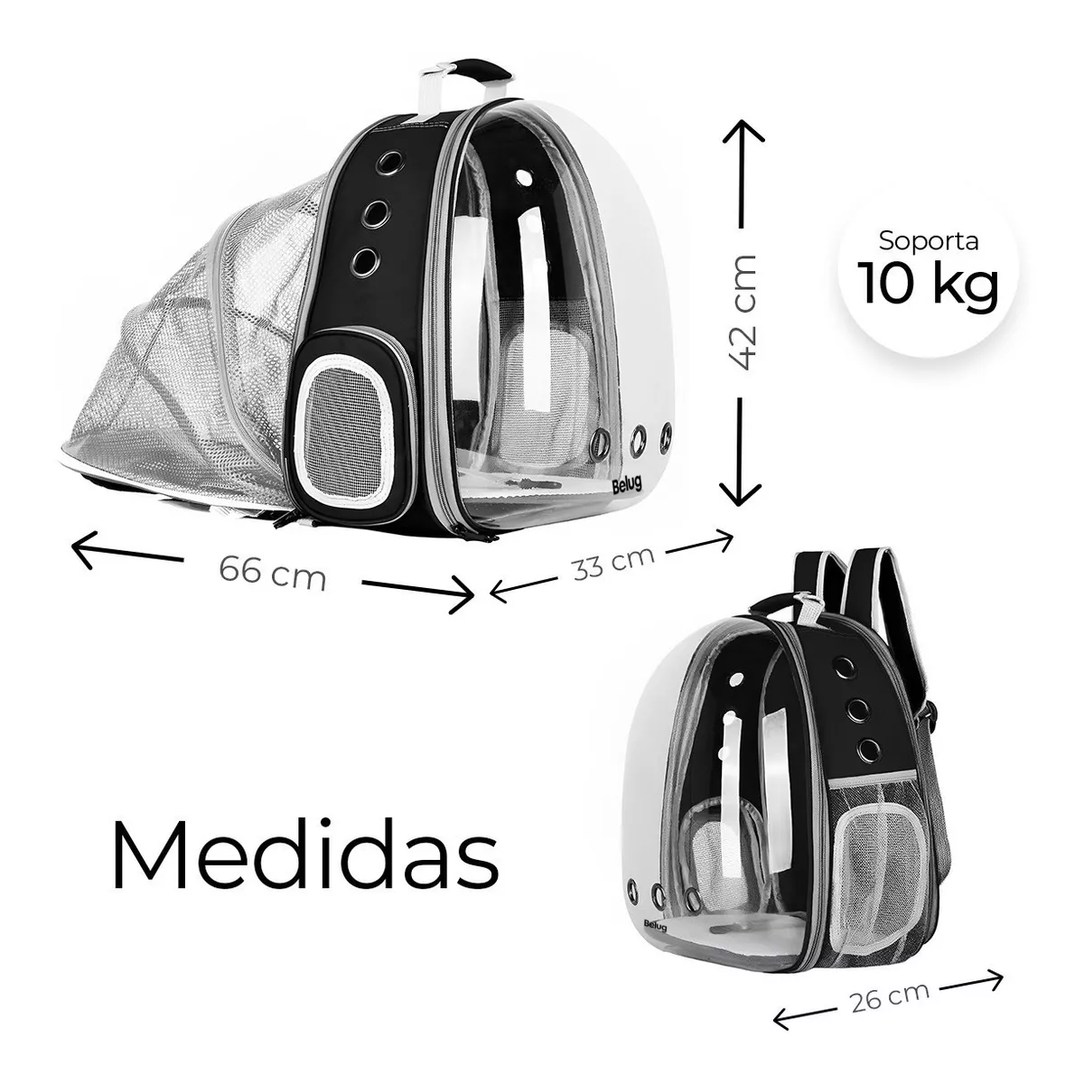 Foto 5 pulgar | Mochila Transportadora Para Perros/gatos Expatndible Portáil Negromochila Transportadora Para Perros/gatos Exp