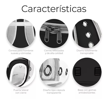 Foto 4 | Mochila Transportadora Para Perros/gatos Expandible Portátil Negro