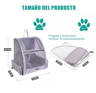 Foto 2 | Mochila Transportadora Para Mascotas Para Gatos Y Perros Gris